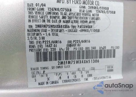 2004 Mercury Grand Marquis Ls from USA, damaged, VIN 2MEFM75WX4X651386